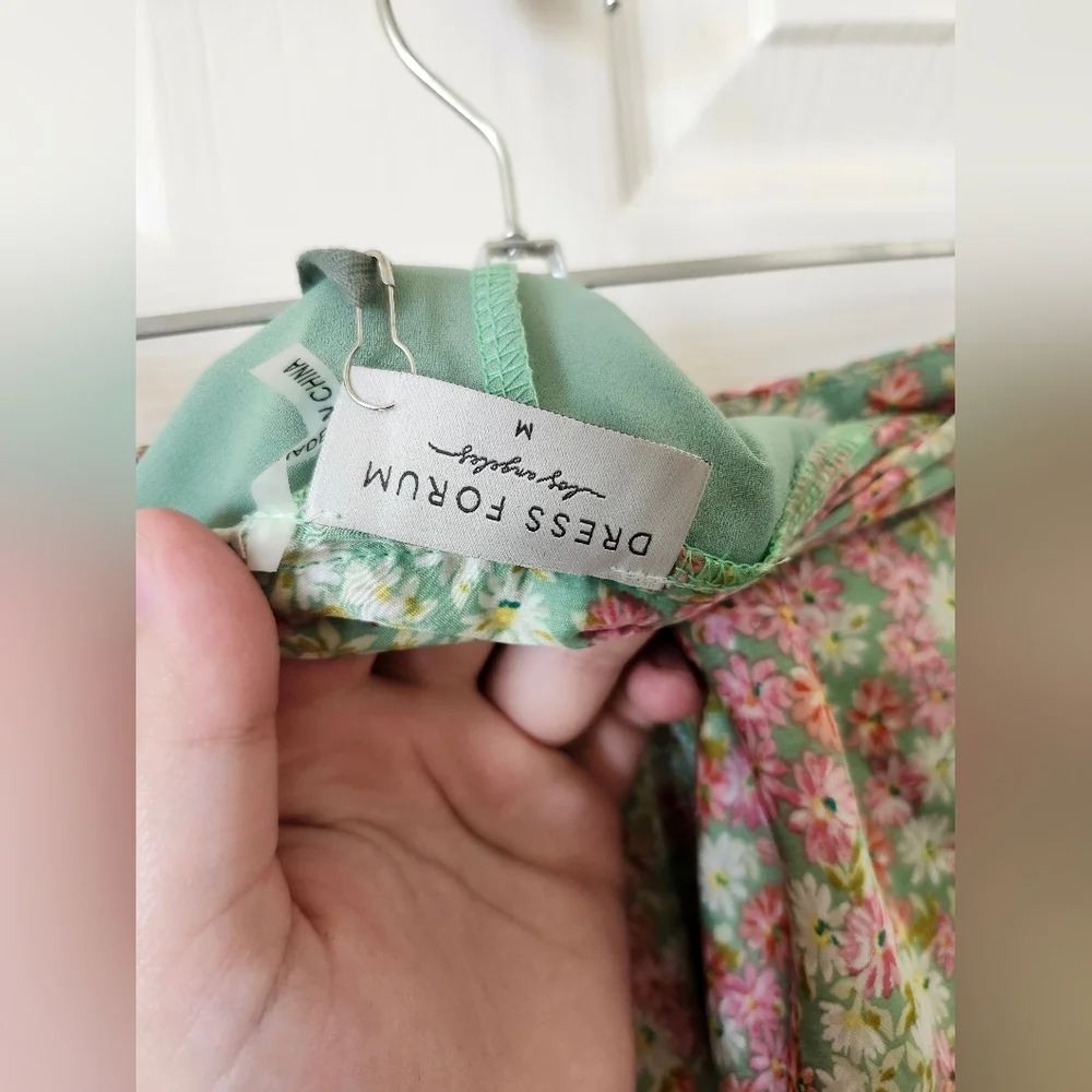 Dress Forum Floral A-Line Midi Skirt in Mint and Pink